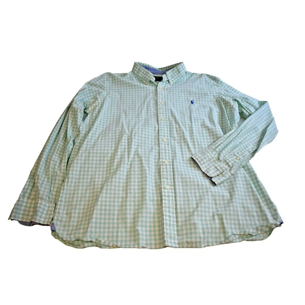 Ralph Lauren XL Checkered Button Down Shirt Mens 100% Cotton Stretch